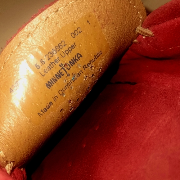 Minnetonka Red Suede Mules - Picture 2 of 5